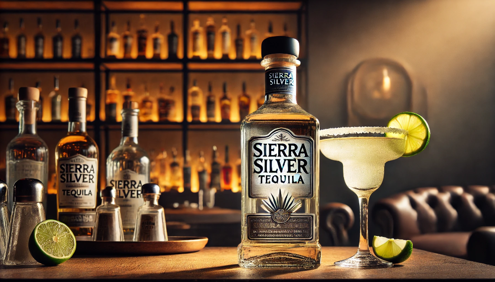 Пляшка Sierra Silver Tequila з коктейлем маргарита та лаймом.